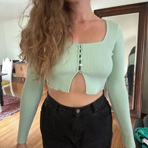 Zara 90s Crop Sweater Blouse